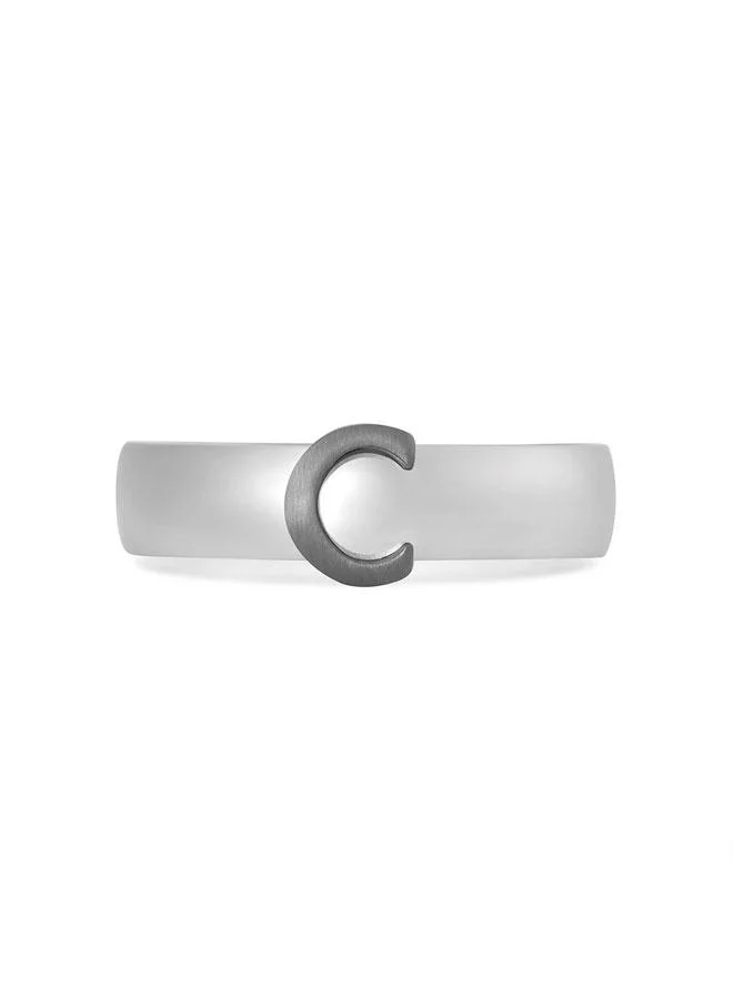 شيروتي 1881 Luigi Silver Gunmetal Stainless Steel Ring for Men 64mm