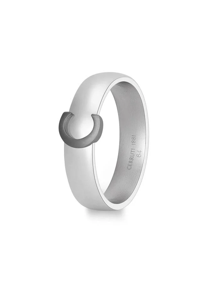 شيروتي 1881 Luigi Silver Gunmetal Stainless Steel Ring for Men 64mm