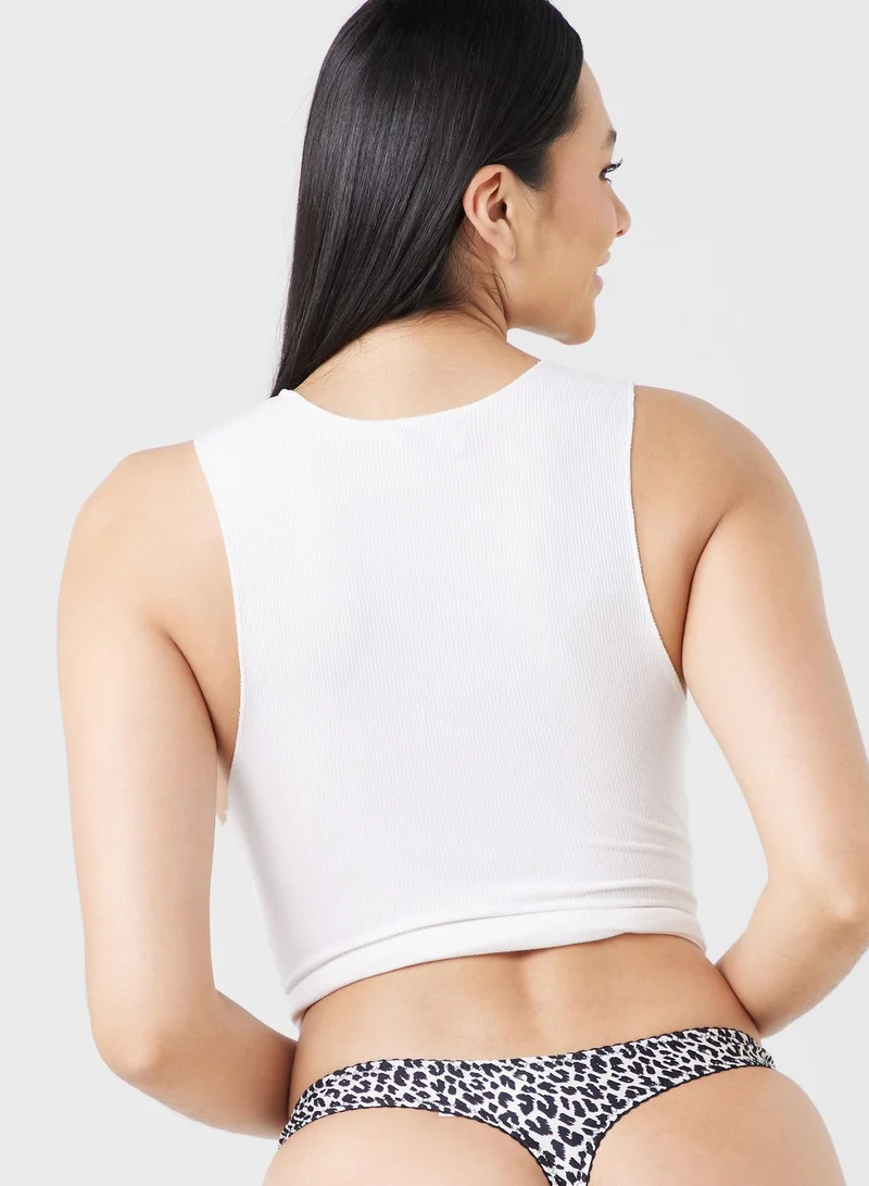 TOPSHOP Printed Lace Detail Thong