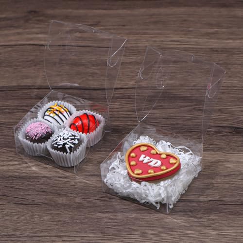 TEMLQPACK 50PCS 3¼"X3¼X1½ Inch Clear Boxes for Cookies, Soap, Chocolate Truffles, Donuts, Macarons, Chocolate-covered Cherries, Mini Bakery Items, Brownies - Image 5