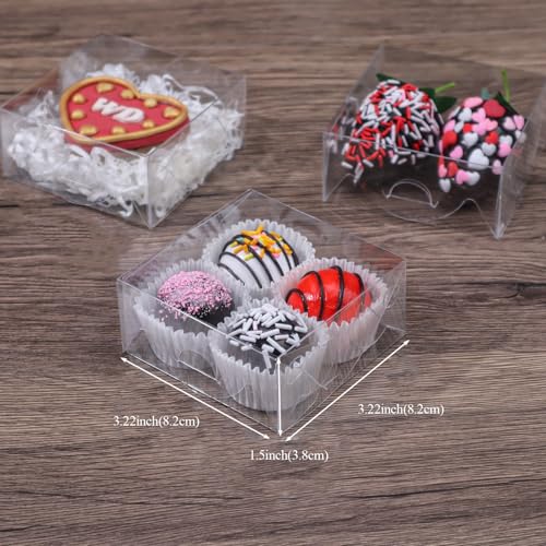TEMLQPACK 50PCS 3¼"X3¼X1½ Inch Clear Boxes for Cookies, Soap, Chocolate Truffles, Donuts, Macarons, Chocolate-covered Cherries, Mini Bakery Items, Brownies - Image 4