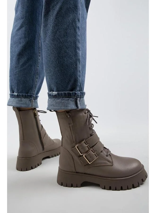 Hannah Women's Genuine Leather Lace-up Zipper Buckle Suede Boot