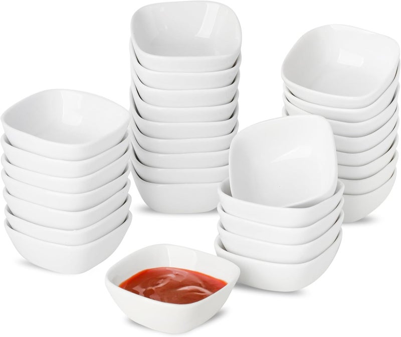 UIBFCWN 2oz Ceramic Dip Bowls Set 30 PCS Soy Sauce Dish Dipping Sauce BowlsDishes Mini Square Serving Bowl for Side Dish BBQ Ketchup Charcuterie Condiment - Image 1