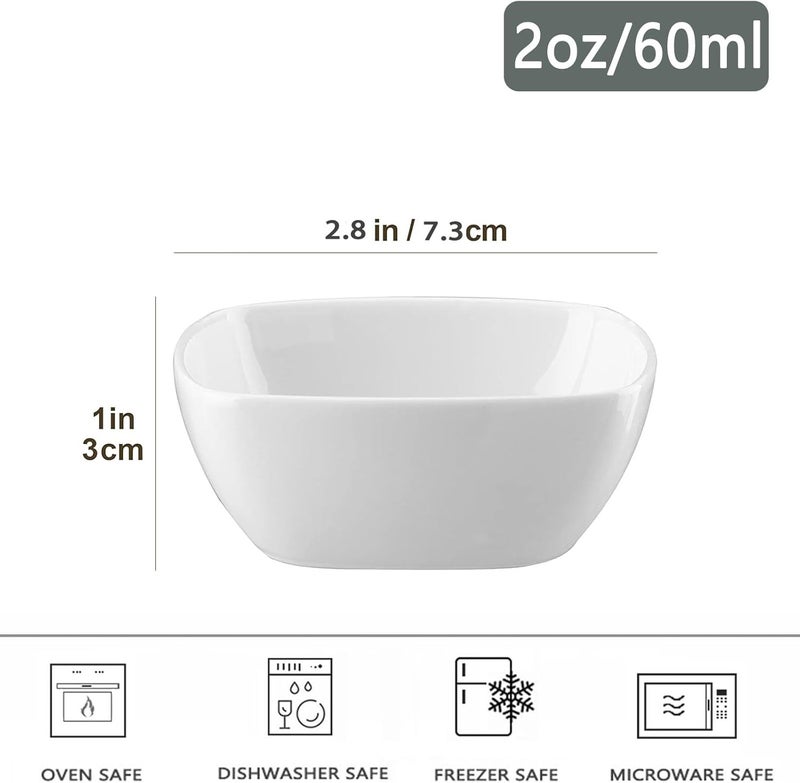 UIBFCWN 2oz Ceramic Dip Bowls Set 30 PCS Soy Sauce Dish Dipping Sauce BowlsDishes Mini Square Serving Bowl for Side Dish BBQ Ketchup Charcuterie Condiment - Image 2