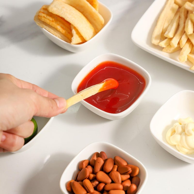 UIBFCWN 2oz Ceramic Dip Bowls Set 30 PCS Soy Sauce Dish Dipping Sauce BowlsDishes Mini Square Serving Bowl for Side Dish BBQ Ketchup Charcuterie Condiment - Image 4