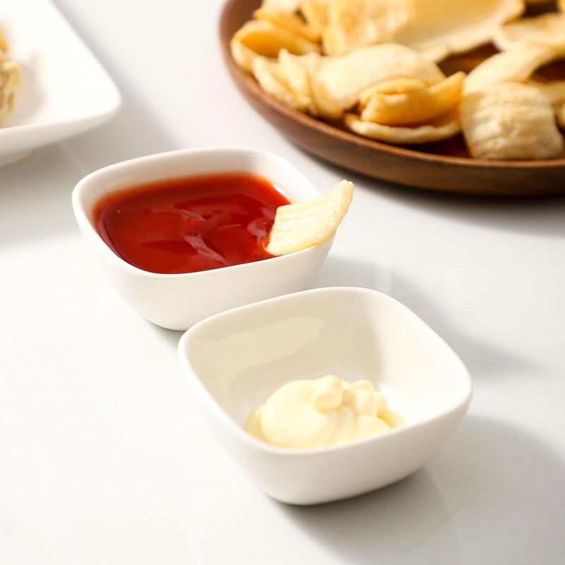 UIBFCWN 2oz Ceramic Dip Bowls Set 30 PCS Soy Sauce Dish Dipping Sauce BowlsDishes Mini Square Serving Bowl for Side Dish BBQ Ketchup Charcuterie Condiment - Image 5