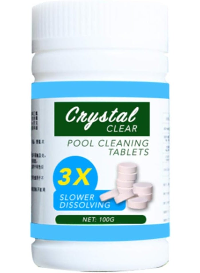 Crystal 1pc Crystal Clear Multifunctional 4-in-1 Chlorine Tablets for Swimming Pools & Spas, Slower Dissolving Stabilized Sanitizer, 100g - Image 1