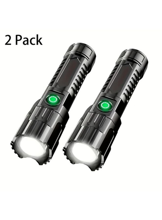 2pcs Super Bright LED Tactical Flashlight High Lumen Telescopic Zoom Portable Camping - Image 1