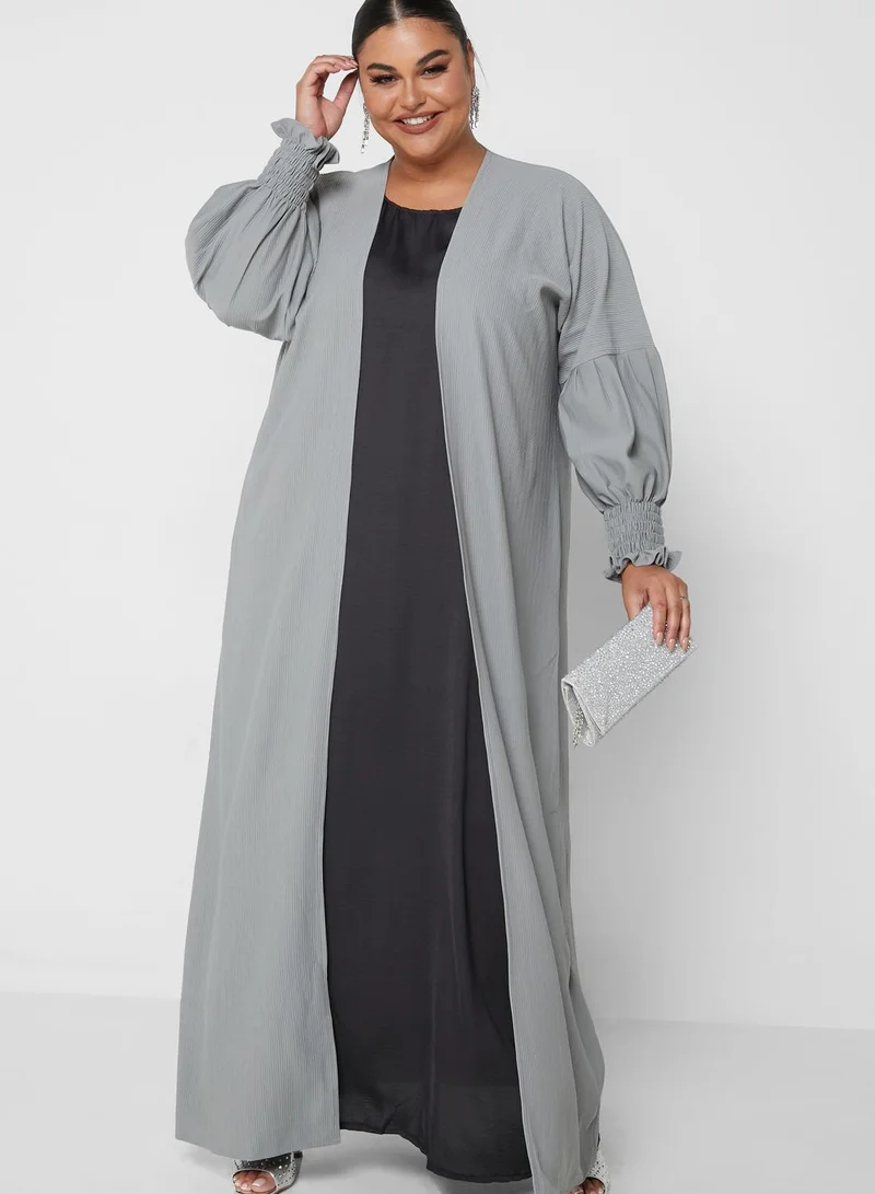 Hayas Closet Curve Cuffed Sleeve Abaya