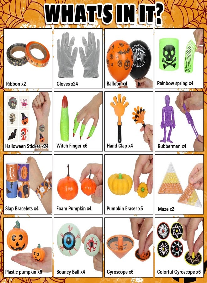 وولاين مجموعة هدايا حفلات الهالوين من والين، ٢٠٤ قطعة، قفازات، ألعاب محشوة، أكياس هدايا، ألعاب غير حلوى، مجموعة حشو أكياس الهدايا لحفلات الهالوين - Image 3