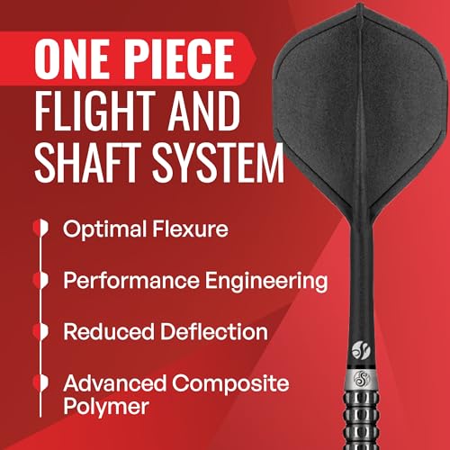Shot! Darts Flight Deck One Piece Dart Flight and Shaft System, Reduced Deflections, Standard Shaped Flight (350 Micron), Available in Set of 3, Medium Length & Black Color - Image 2