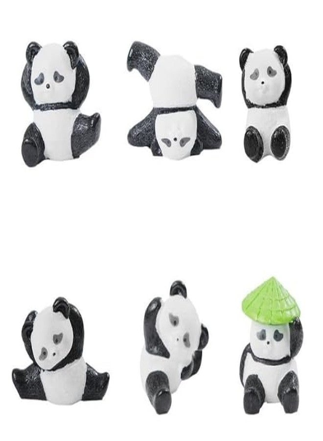 PICKARTME Miniature Set for Home Decor, Deepawali Gift, Living Room, Figurines, Cake Decoration Items - Resin Car Dashboard Items (Multicolor) ((Panda Miniature Set of 6)) - Image 1
