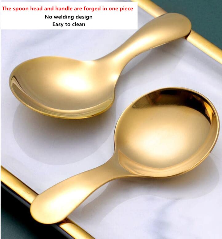 Jilukibo 3Pcs Stainless Steel Mini Scoop For Canisters With Short Handle  Gold Mini Feed Spoon For Ice Cream Melon Baller  Short Handle Spoon For Tea Sugar Salt Condiments Dessert - Image 3