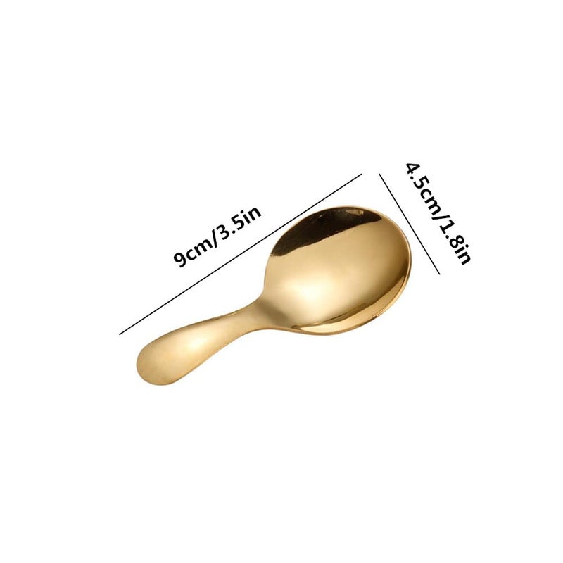 Jilukibo 3Pcs Stainless Steel Mini Scoop For Canisters With Short Handle  Gold Mini Feed Spoon For Ice Cream Melon Baller  Short Handle Spoon For Tea Sugar Salt Condiments Dessert - Image 2