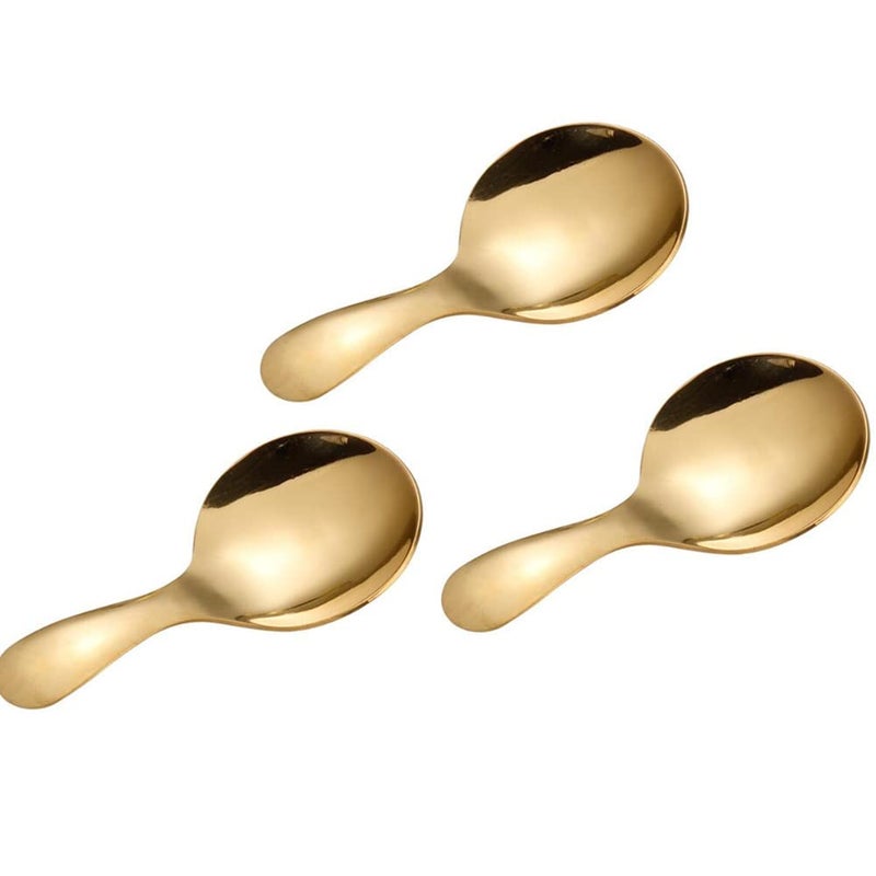 Jilukibo 3Pcs Stainless Steel Mini Scoop For Canisters With Short Handle  Gold Mini Feed Spoon For Ice Cream Melon Baller  Short Handle Spoon For Tea Sugar Salt Condiments Dessert - Image 1