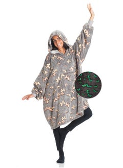 Kanguru Hoodie Blanket with Sleeves, Blanket Jumper, Wearable Blanket for Dressing, Gifts for Women, Warm Cuddly Jumper, Adults, Soft Sleeve Blanket, 90 x 95 cm  - Image 1