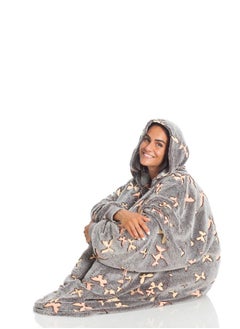 Kanguru Hoodie Blanket with Sleeves, Blanket Jumper, Wearable Blanket for Dressing, Gifts for Women, Warm Cuddly Jumper, Adults, Soft Sleeve Blanket, 90 x 95 cm  - Image 4
