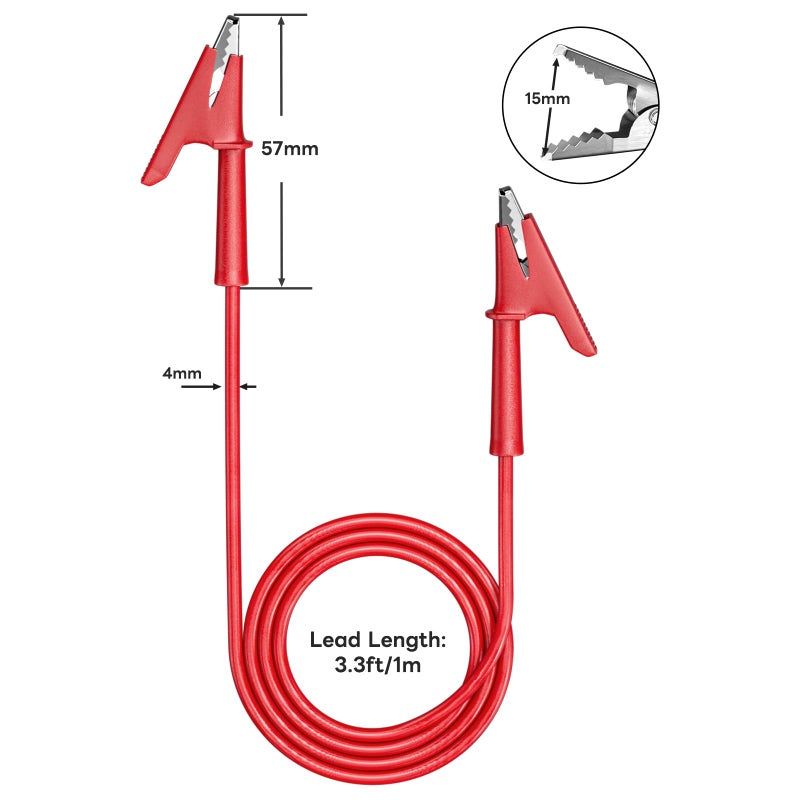 Goupchn 5PCS Alligator Clips Test Leads Dual Ended Crocodile Wire Cable with Insulators Clips Test Flexible Copper Cable for Electrical Testing 3.3ft/1m - Image 3