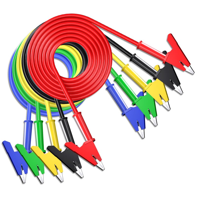 Goupchn 5PCS Alligator Clips Test Leads Dual Ended Crocodile Wire Cable with Insulators Clips Test Flexible Copper Cable for Electrical Testing 3.3ft/1m - Image 1