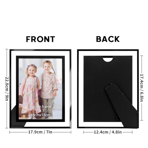 Serwrsw 5x7 Black Clear Picture Frame Bulk 12 Pack, Modern Glass Desk Frame Set for Office or Home Display Family or Wedding Photo - Image 2