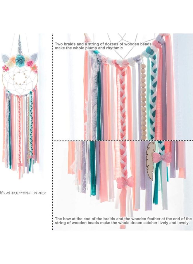 NIBEMINENT Handmade Lace Dream Catcher Feather Bead Hanging Decoration Multicolour - Image 3