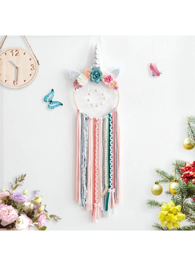 NIBEMINENT Handmade Lace Dream Catcher Feather Bead Hanging Decoration Multicolour - Image 1