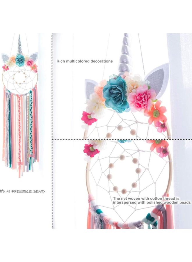 NIBEMINENT Handmade Lace Dream Catcher Feather Bead Hanging Decoration Multicolour - Image 2