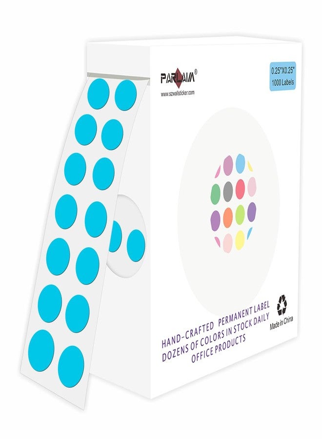 PARLAIM Dot Stickers 1/4 Inch Permanent Color-Code Sticker Label, 1000 PCS Small Circle Labels per Dispenser Box, Teal - Image 1