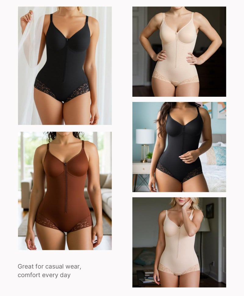 SHAPELLX Shapewear Tummy Control for Women Half Body Shaper Snatched Zipper Butt Lifting Faja Colombiana Bodysuit - Image 2