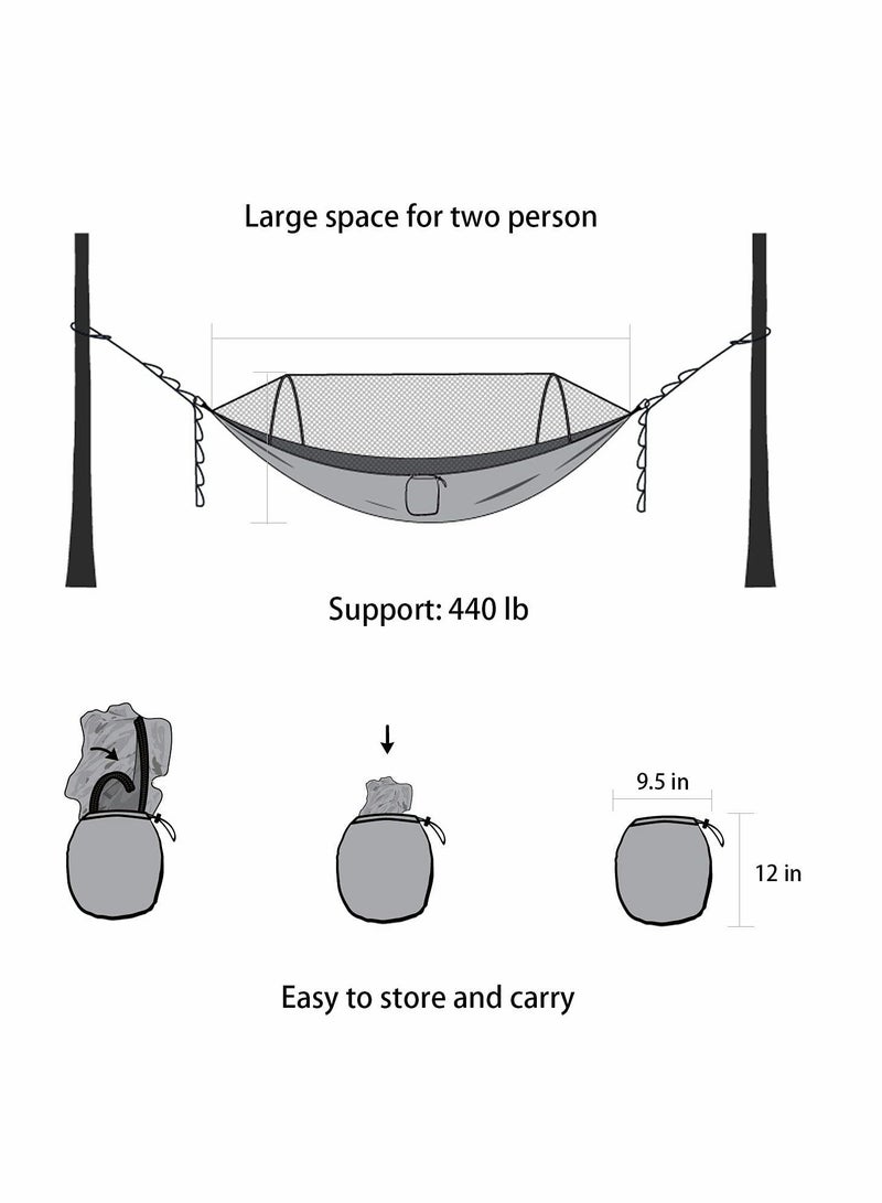 Excefore Camping Hammock, Portable Outdoor Hammock, Fully Automatic Quick Open With Mosquito Net, Suitable For Camping, Hiking, Travel, Beach, Backyard - Image 4