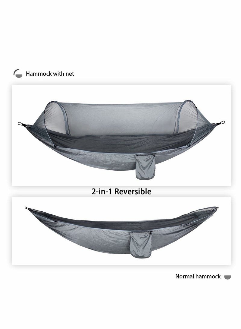 Excefore Camping Hammock, Portable Outdoor Hammock, Fully Automatic Quick Open With Mosquito Net, Suitable For Camping, Hiking, Travel, Beach, Backyard - Image 5