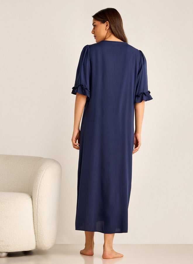 Splash FAV Lace Detail Maternity Night Gown with 3/4 Sleeves - Image 3