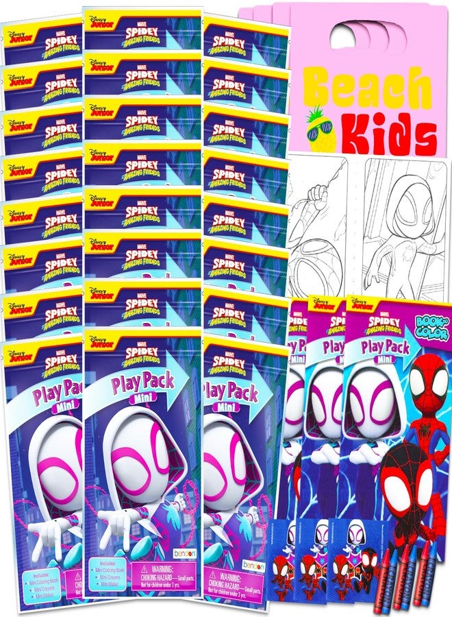 Marvel Spider Girl Gwen Stacy Mini Party Favors Set for Kids - Bundle with 24 Ghost-Spider Gwen Play Packs with Coloring Pages, Stickers, More (Spidergirl Birthday Party Supplies) - Image 1