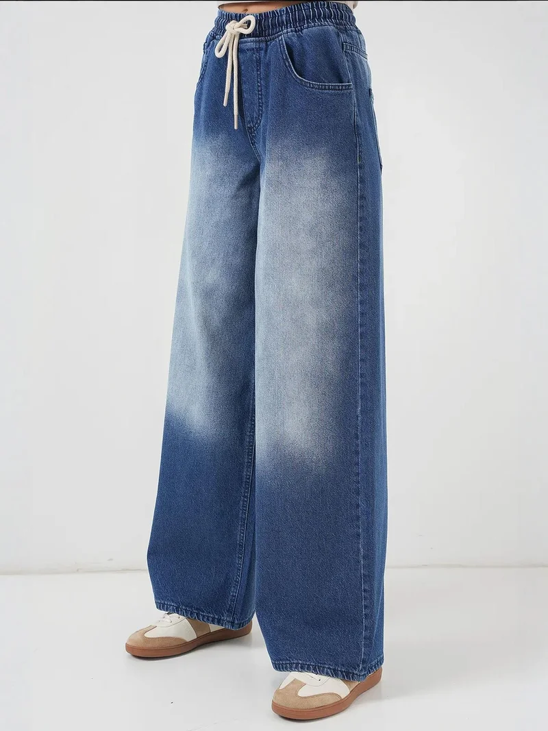 BIG DART BDART Gradient Loose Fit Wide Leg Jeans with Drawstring