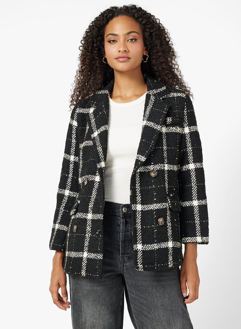 Ginger Woolen Longline Plaid Coat - Image 1
