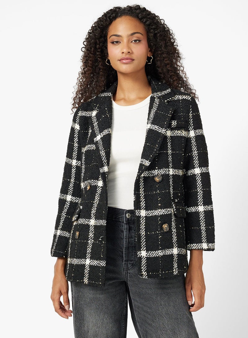 Ginger Woolen Longline Plaid Coat - Image 2