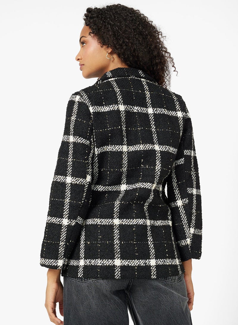Ginger Woolen Longline Plaid Coat - Image 3