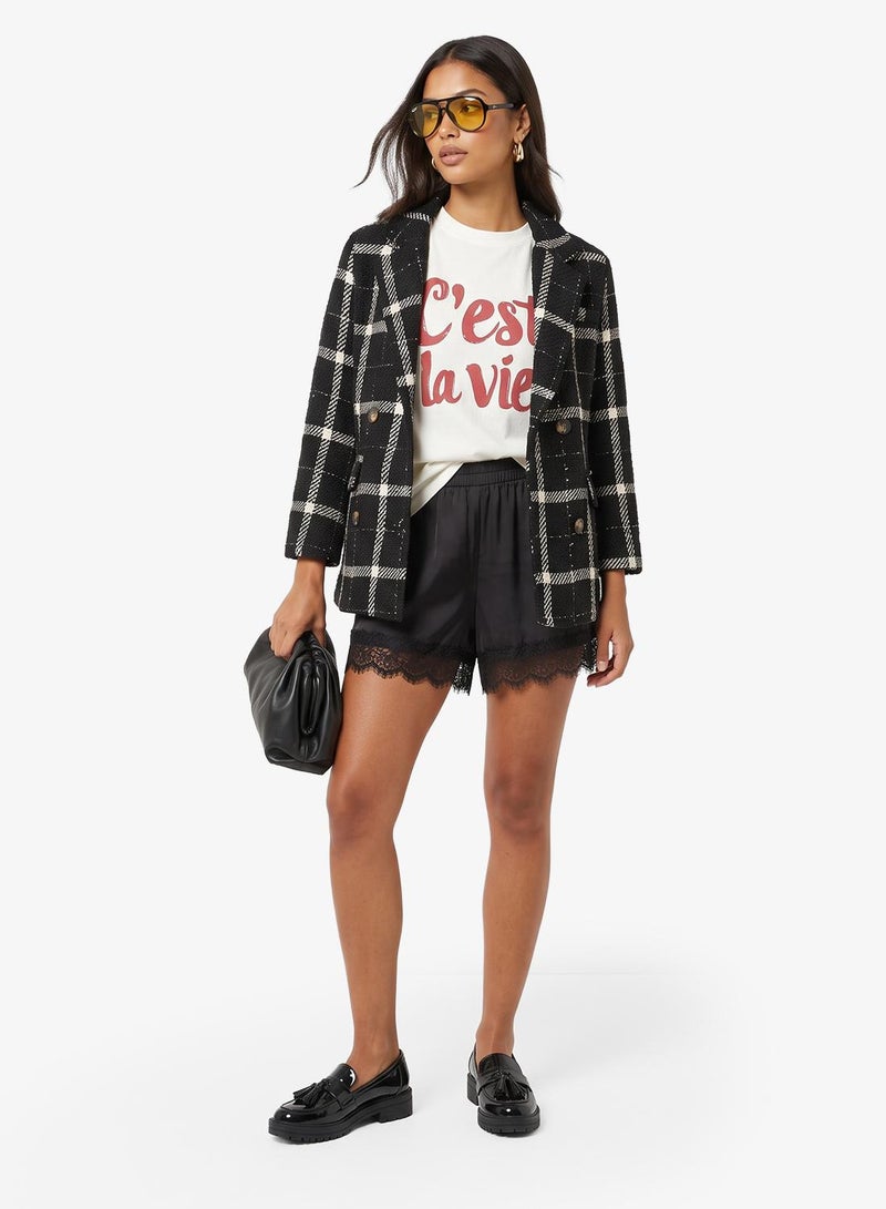 Ginger Woolen Longline Plaid Coat - Image 1