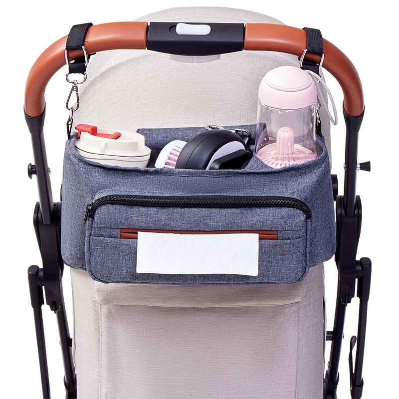 Pettena Dog Stroller Organizer with 2 Cup Holders Treat Pocket NonSlip Straps Dog Stroller Accessories Storage Bag for Pet Essentials - Image 1