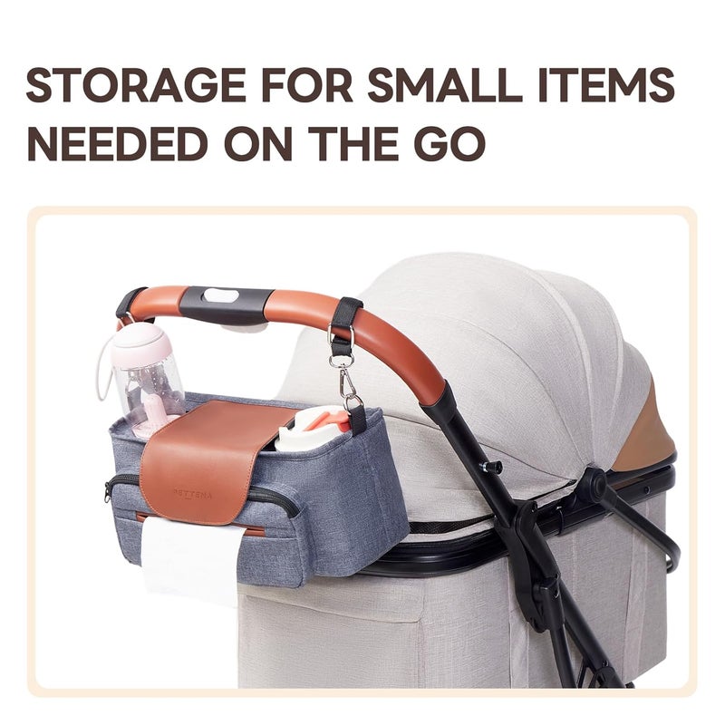 Pettena Dog Stroller Organizer with 2 Cup Holders Treat Pocket NonSlip Straps Dog Stroller Accessories Storage Bag for Pet Essentials - Image 3