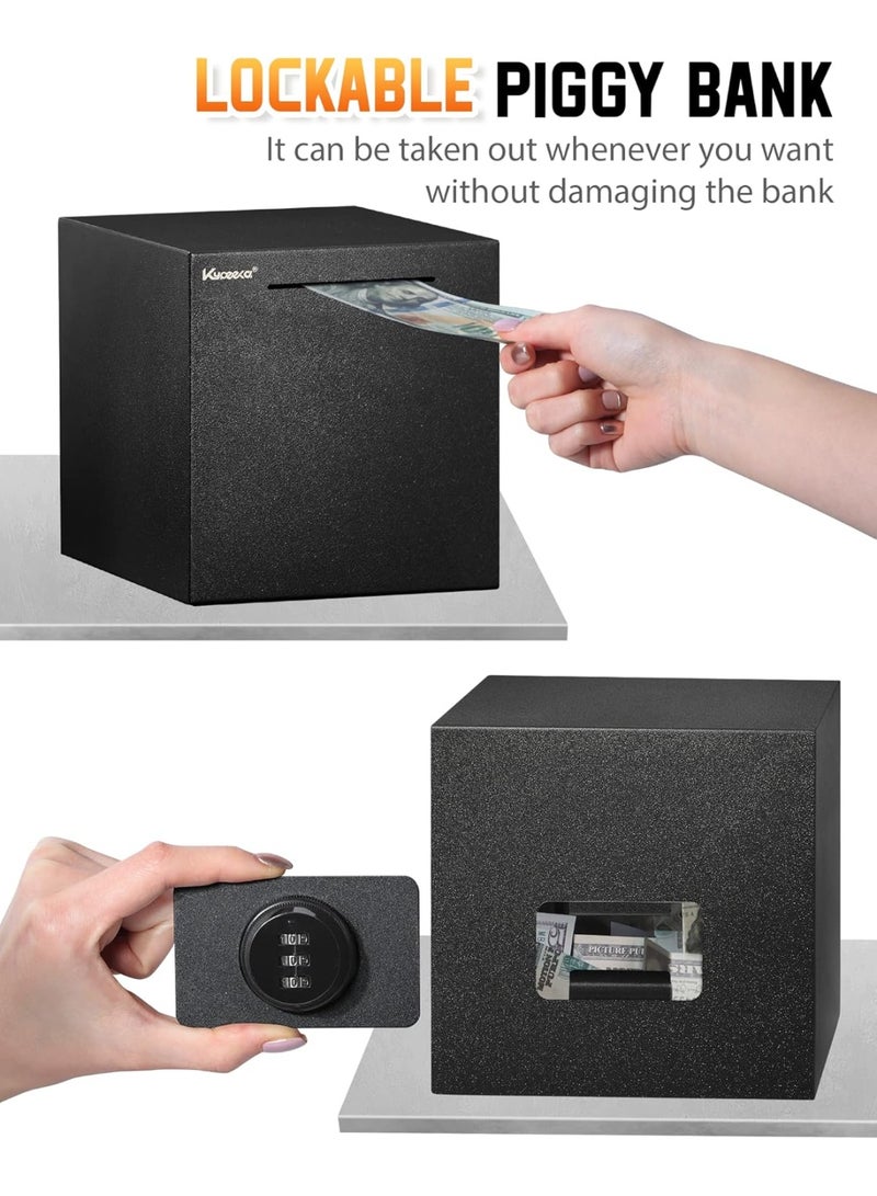 YelaJoy Bank for Adults, Stainless Steel Savings Bank to Help Budget and Save, Metal Money Bank Only Savings Box, Must Break to Access Money, 7.9"X7.9"X7.9" Black - Image 4