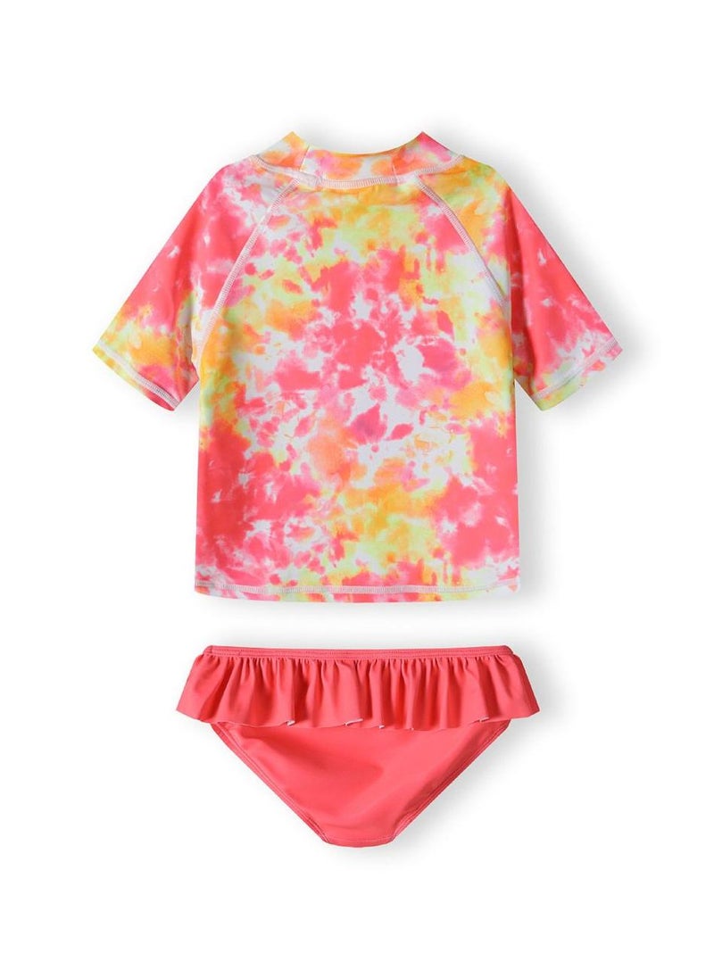 MINOTI Girls short sleeve rash top and swim briefs coral - Image 2