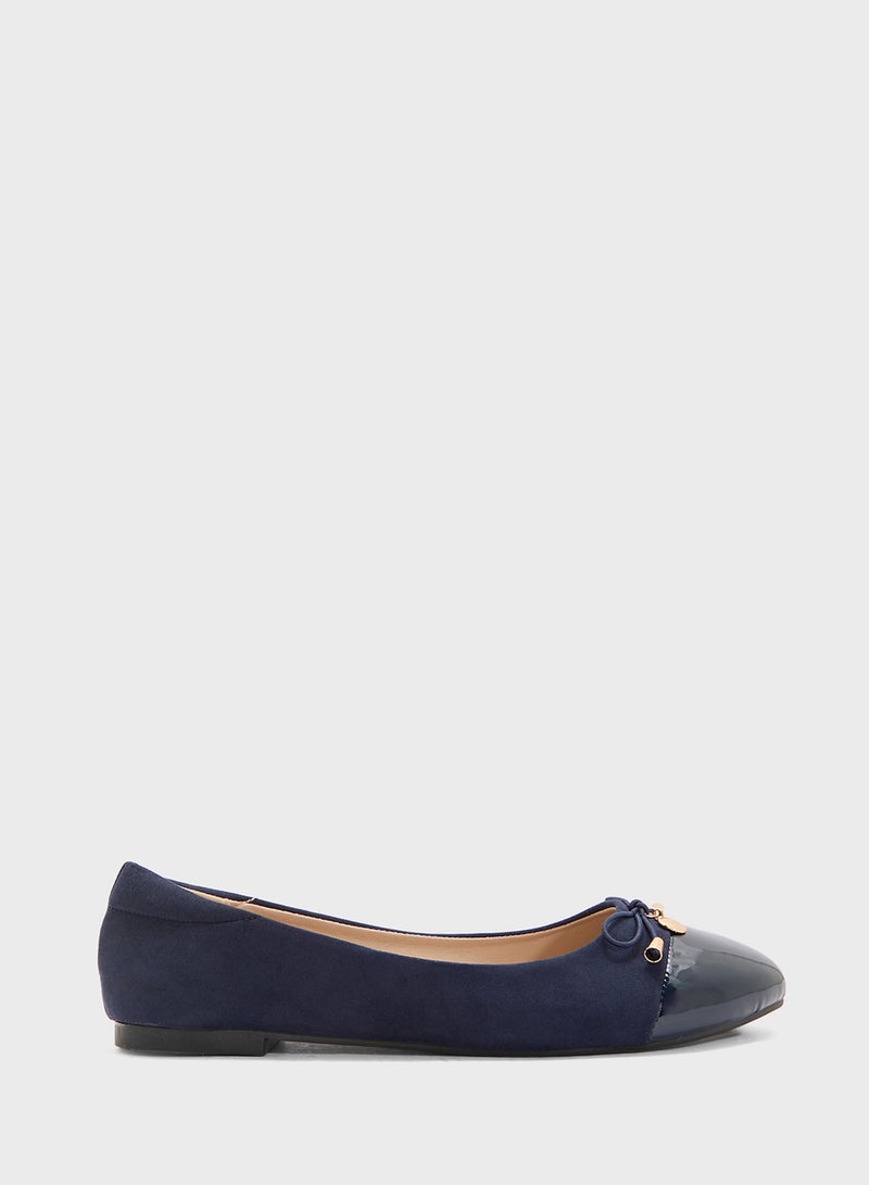 ELLA Patent Toe Ballerina With Bow  - Image 1
