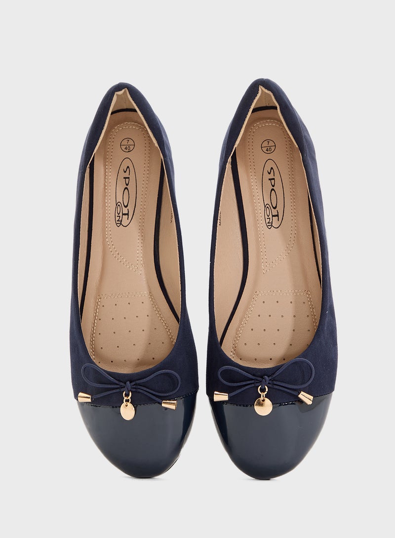 ELLA Patent Toe Ballerina With Bow  - Image 4