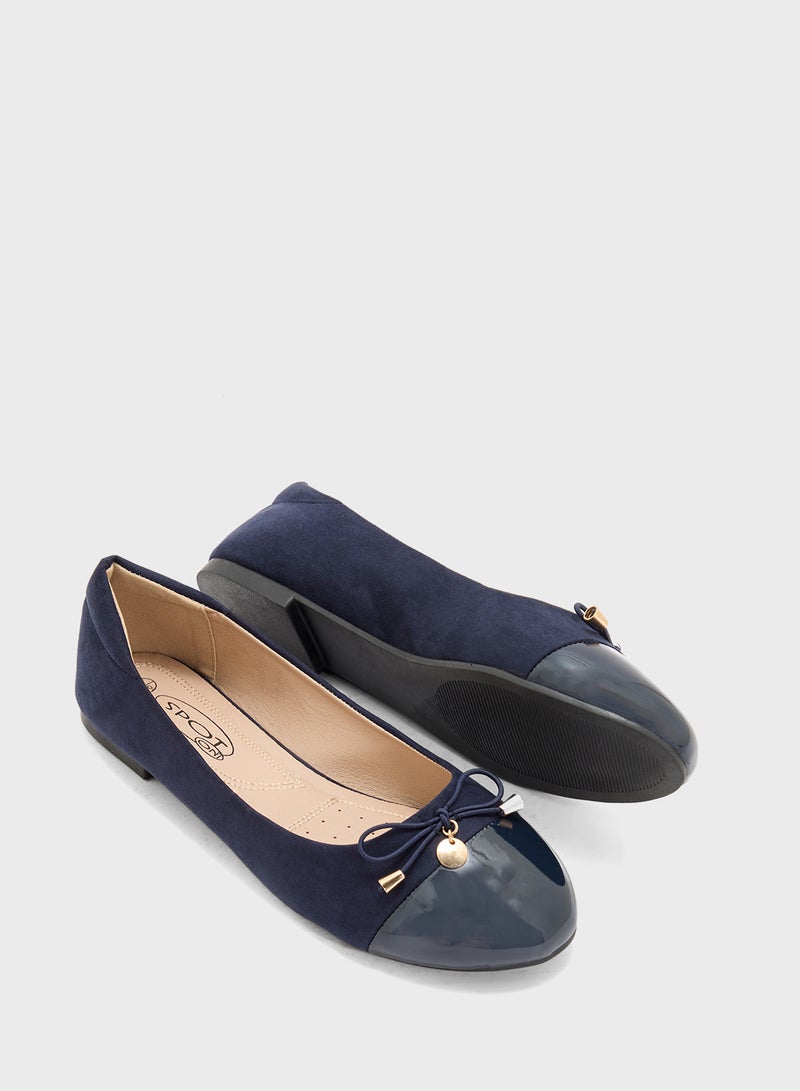 ELLA Patent Toe Ballerina With Bow  - Image 3