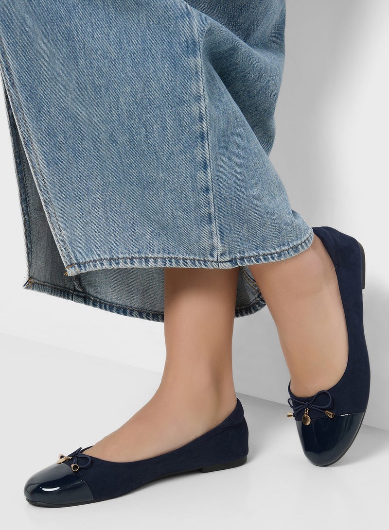ELLA Patent Toe Ballerina With Bow  - Image 5