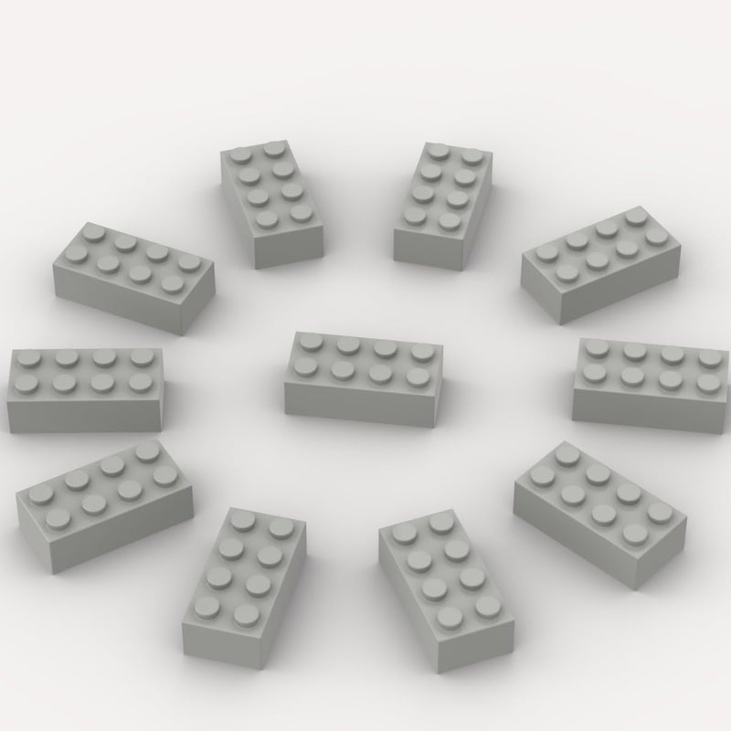 YUJHITP 500 Piece Light Gray Bricks Bulk Gray 2x4 Building Bricks Flat Compatible with Lego Parts and Pieces 2x4 Light Grey BricksColor Light Gray A0001 - Image 3