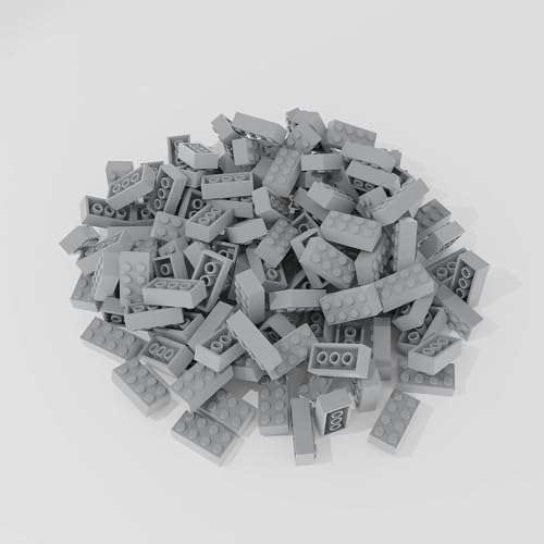 YUJHITP 500 Piece Light Gray Bricks Bulk Gray 2x4 Building Bricks Flat Compatible with Lego Parts and Pieces 2x4 Light Grey BricksColor Light Gray A0001 - Image 5