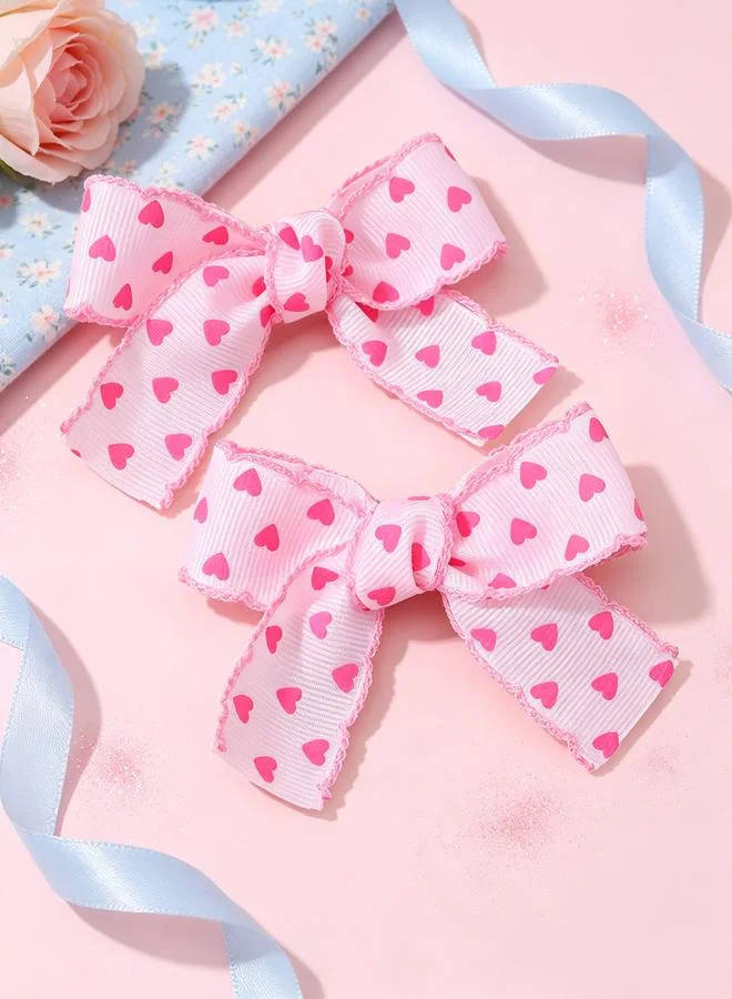 تايك تو Pack of 2 - Girls Hearts print Bow Hair Clips