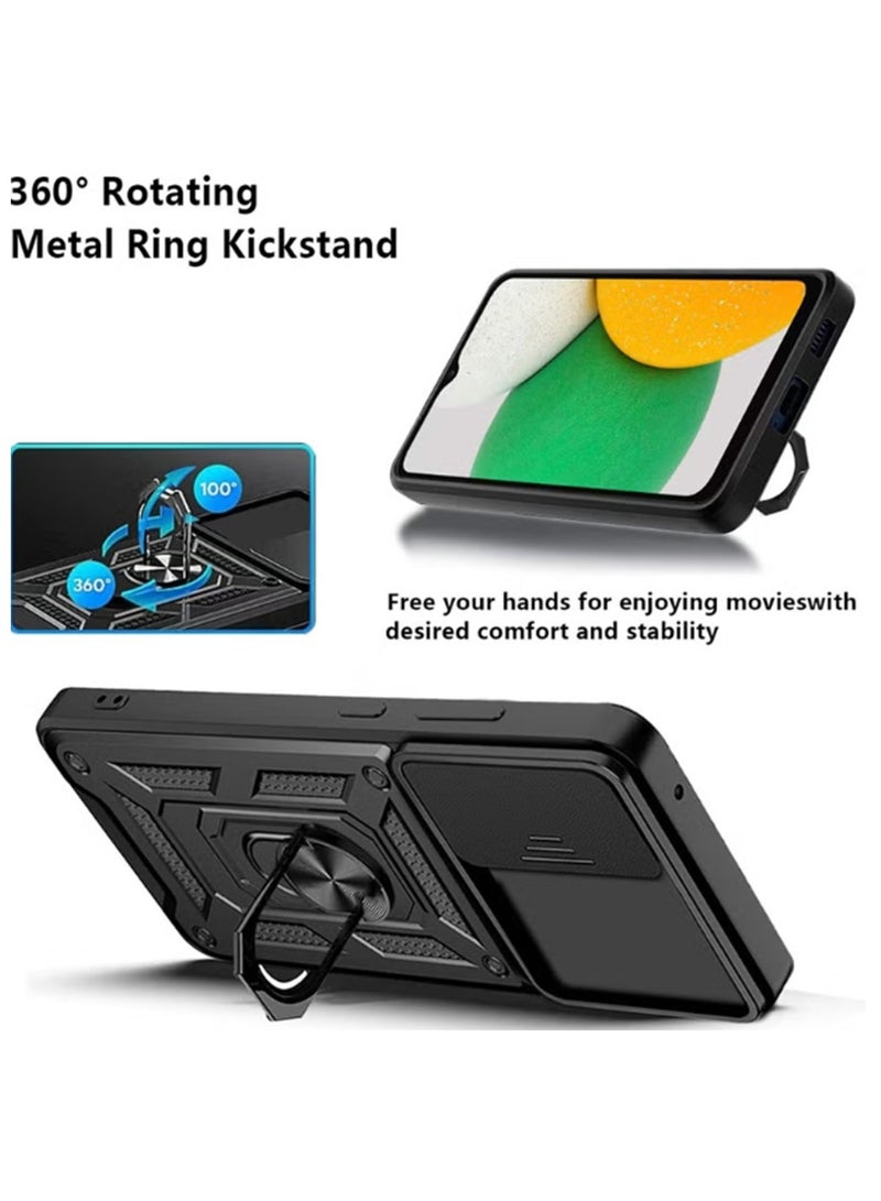 for Redmi A5 4G/Xiaomi POCO C71 4G 171.7mm Case Cover, Slide Camera Lens Cover, Magnetic Ring Holder Kickstand Protective Phone Case for Redmi A5 4G/Xiaomi POCO C71 4G 171.7mm, Black.  - Image 3